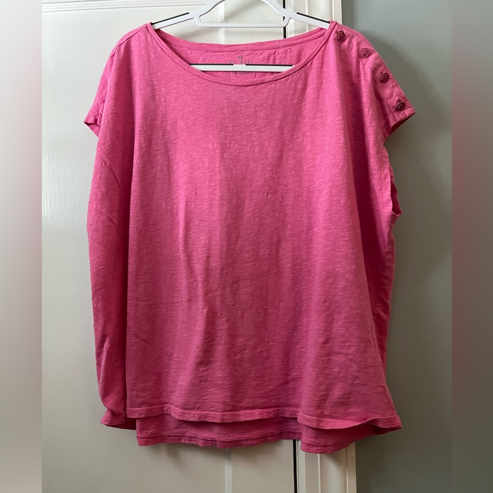 Talbots pink sailor style t shirt, nautical buttons